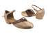 8881 135 Light Brown Satin_133 Coffee Brown Trim with 1" Women Heel in the photo