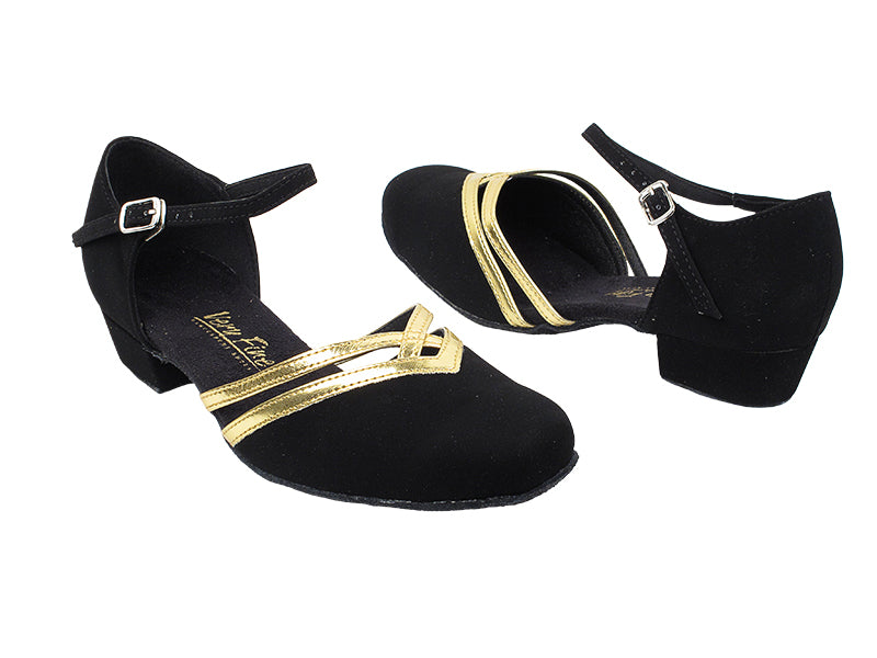 8881 136 Black Nubuck_Gold PU Trim with 1&quot; Heel in the photo