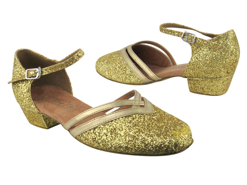 8881 174 Light Gold Stardust_163 Soft Gold PU Trim with 1&quot; Women Heel in the photo