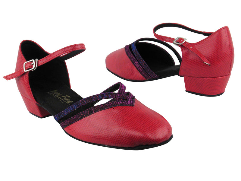 8881 175 Red Snake_155 Purple Illusion Trim with 1&quot; Women Heel in the photo