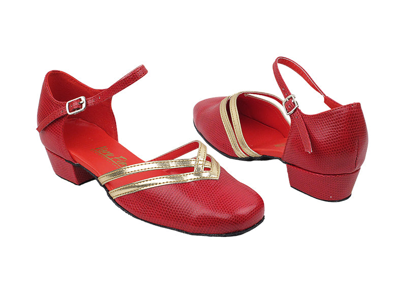 8881 175 Red Snake_Gold PU Trim with 1&quot; Heel in the photo