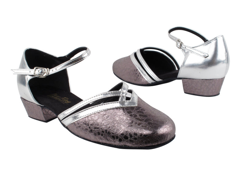 8881 208 Ultra Grey_H_Silver Leather Trim_B with 1&quot; Women Heel in the photo