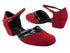 8881 228 Red Velvet_Black Patent Trim with 1" Women Heel in the photo