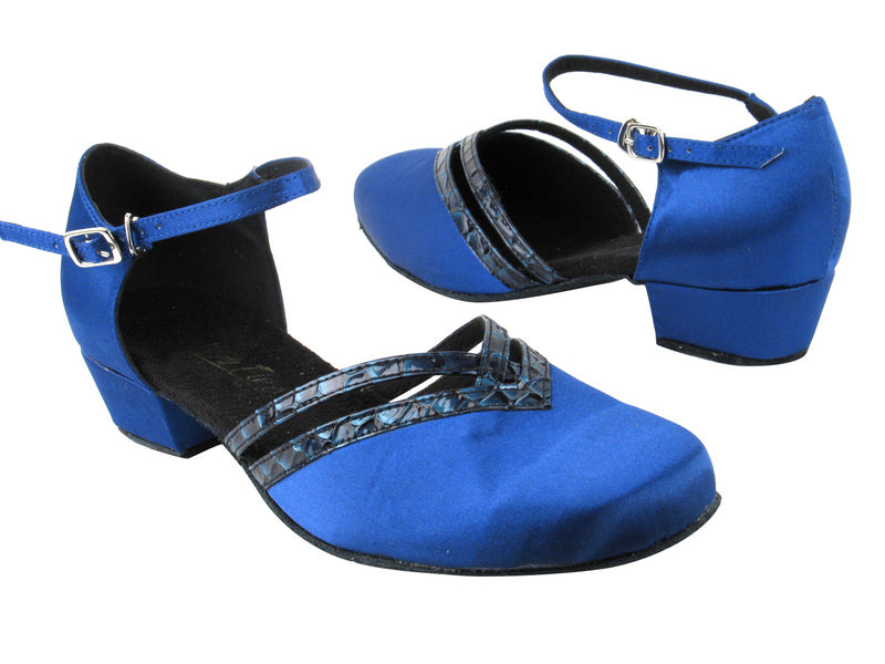 8881 247 Gem Blue Satin_243 PU Trim with 1&quot; Women Heel in the photo