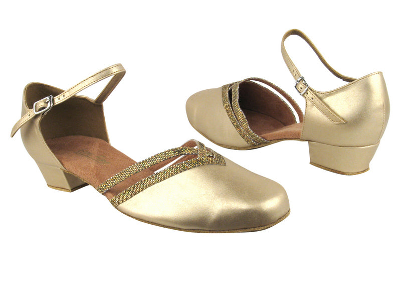 8881 57 Light Gold Leather_113 Gold Scale Trim with 1&quot; women heel in the photo