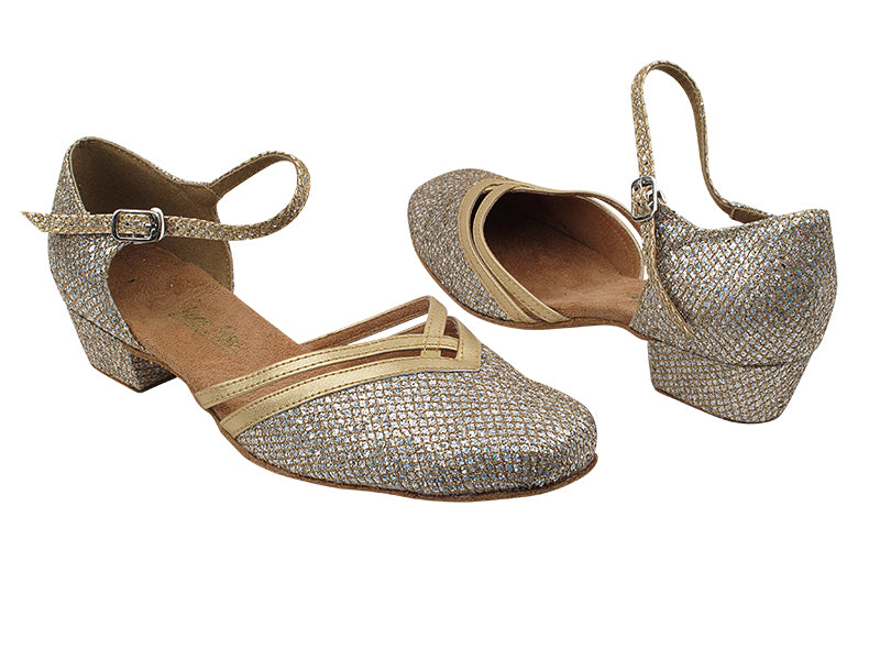 8881 74 Gold Sparklenet_57 Light Gold PU Trim with 1&quot; Heel in the photo