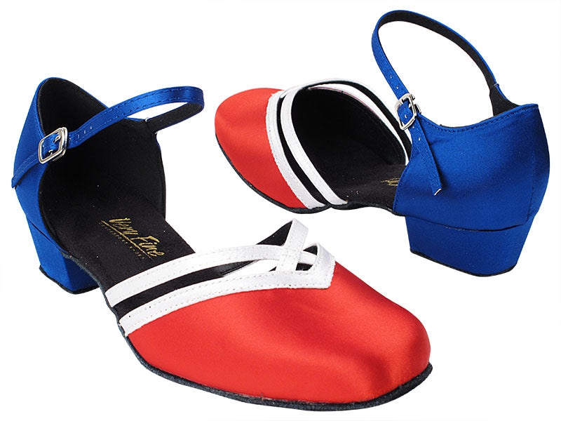 8881 112 Red Satin_F_34 White Satin_T_247 Gem Blue Satin_B_H with 1&quot; Heel in the photo
