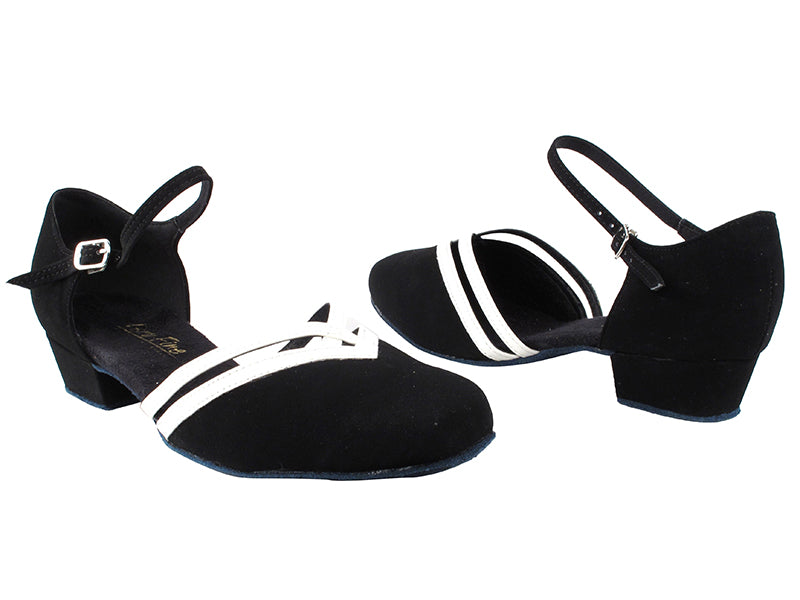 8881 136 Black Nubuck_139 White PU Trim with 1&quot; Women Heel in the photo 