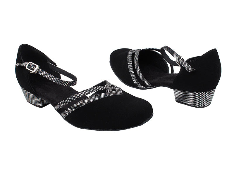 8881 136 Black Nubuck_87 Black Laser Satin with 1&quot; Heel in the photo