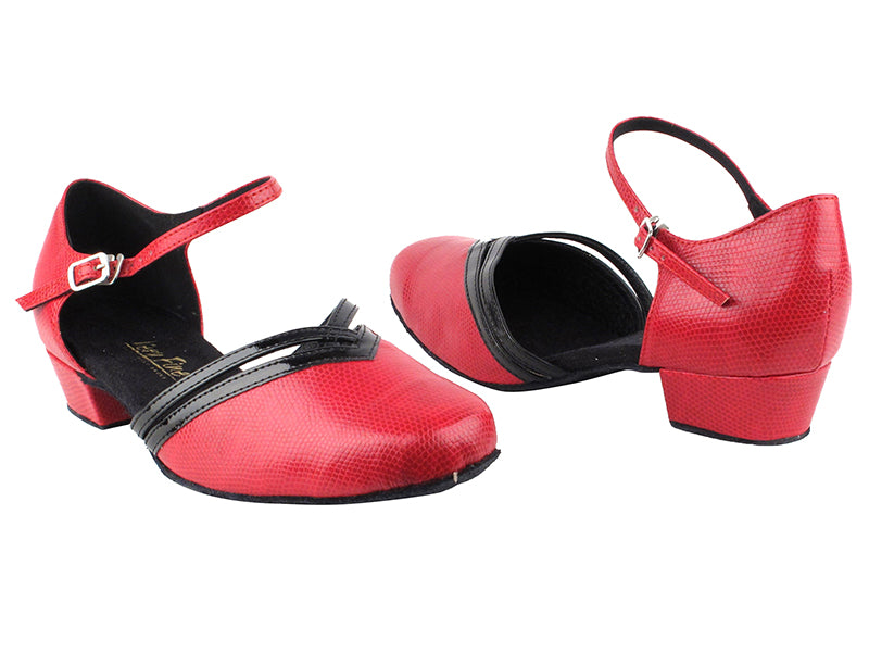 8881 175 Red Snake_58 Black Patent PUTrim with 1&quot; Women Heel in the photo 
