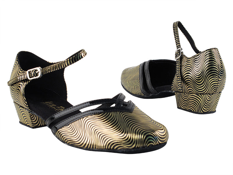 8881 179 Black Gold Vave_58 Black Patent Trim with 1&quot; Women Heel in the photo