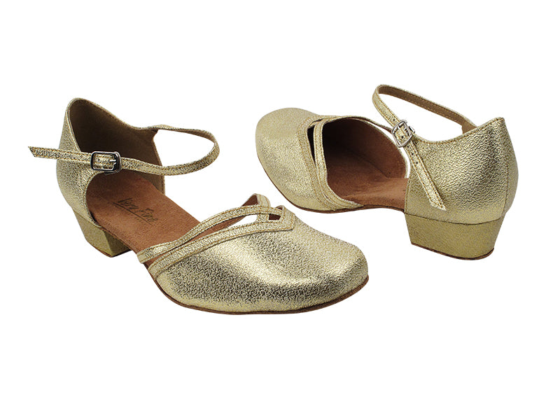 8881 21 Gold Glitter Satin_Whole Shoes with 1&quot; Heel in the photo