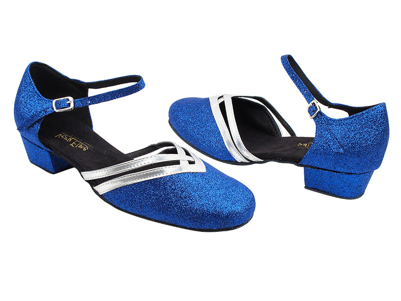 8881 234 Blue Stardust_119 Silver PU Trim with 1&quot; Heel in the photo