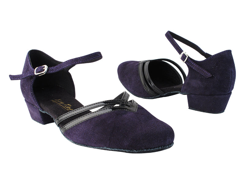 8881 281 Purple Suede_58 Black Patent PU Trim with 1&quot; Women Heel in the photo