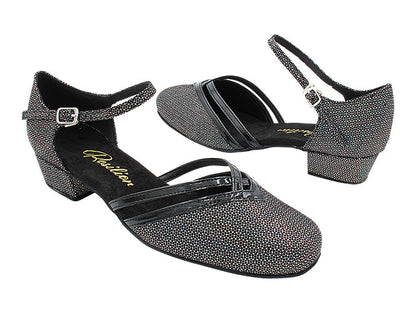 8881 322 Black Iridescent Diamond Velvet &amp; Black Patent Trim with 1&quot; Women Heel (8881) in the photo