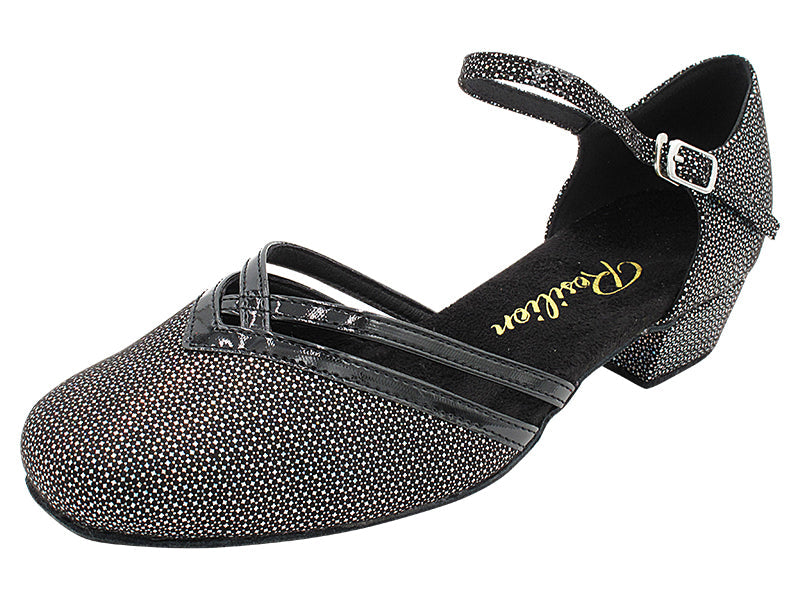 8881 322 Black Iridescent Diamond Velvet &amp; Black Patent Trim with 1&quot; Women Heel (8881) in the photo