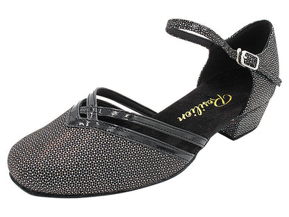 8881 322 Black Iridescent Diamond Velvet &amp; Black Patent Trim with 1&quot; Women Heel (8881) in the photo