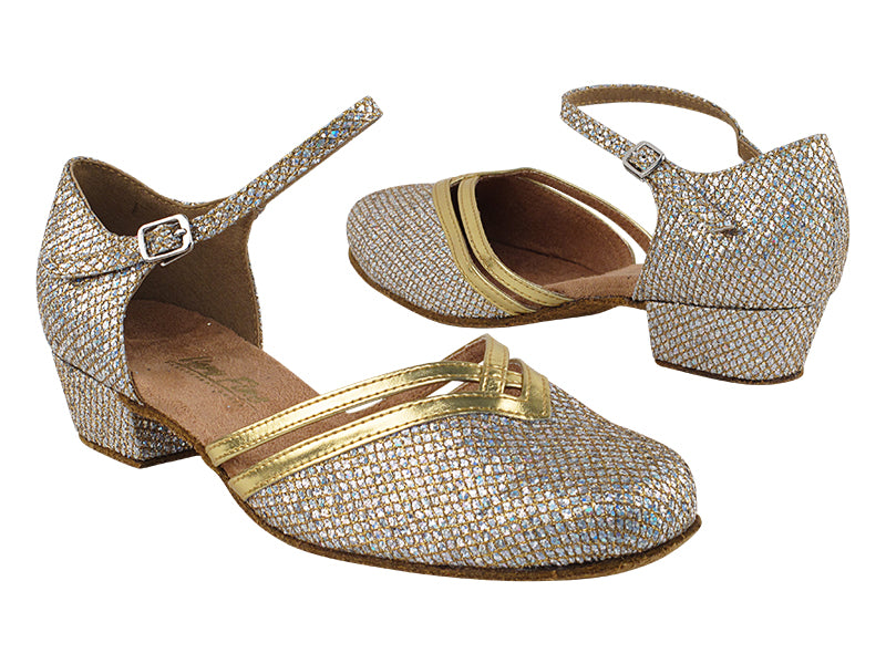 8881 74 Gold Sparklenet_62 Gold PU Trim with 1&quot; Women Heel in the photo