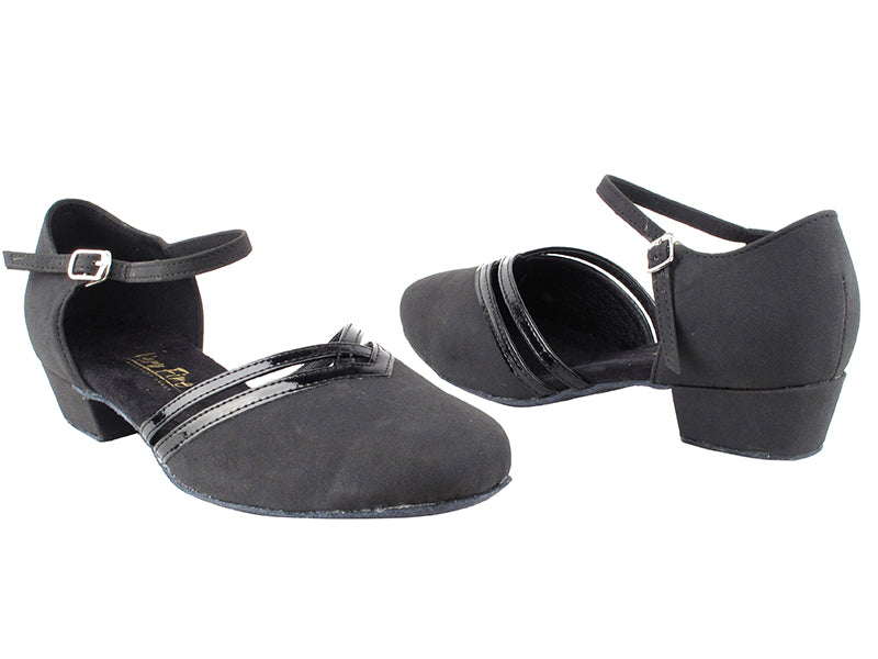 8881 83 Black Suede_Black Patent Trim with 1" Women Heel in the photo