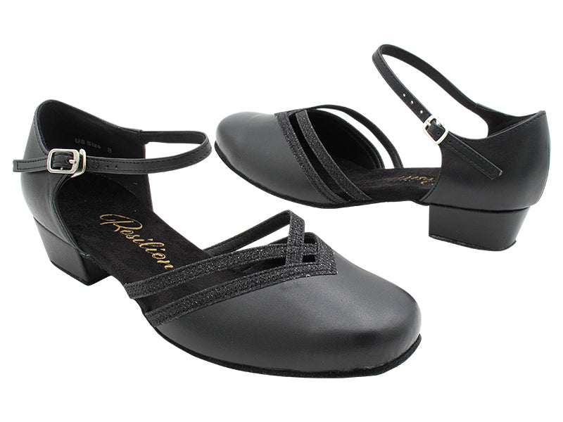 8881 Black Leather_273 Black Glitter Trim with 1&quot; Heel (8881) in the photo 