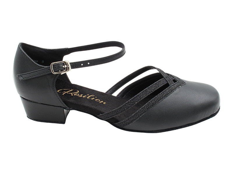 8881 Black Leather_273 Black Glitter Trim with 1&quot; Heel (8881) in the photo 