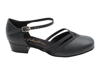 8881 Black Leather_273 Black Glitter Trim with 1&quot; Heel (8881) in the photo 