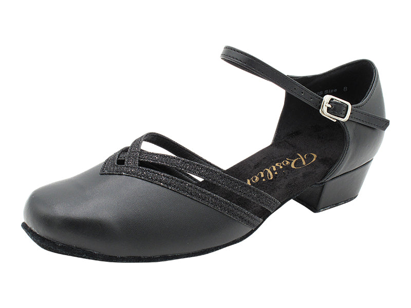 8881 Black Leather_273 Black Glitter Trim with 1&quot; Heel (8881) in the photo 