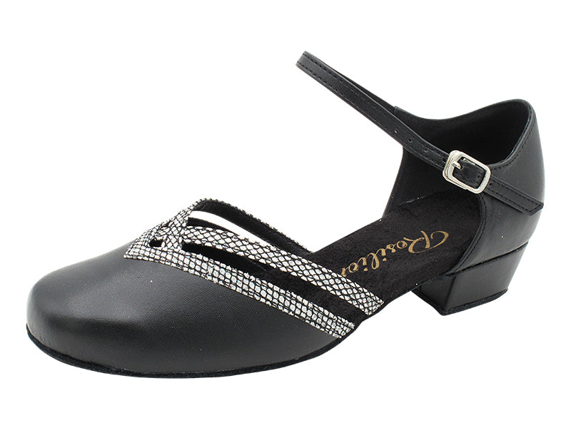 8881 Black Leather_97 Black Sparklenet Trim with 1&quot; Heel (8881) in the photo 
