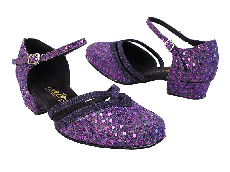 8881 237 Dark Purple Dots_281 Purple Suede Trim with 1&quot; Women Heel in the photo