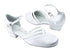 8881 White Satin & White Leather Trim with 1" Medium heel in the photo