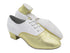 915108 21 Gold Glitter Satin_F_H_18 White Leather_B with Men 1.5" Latin Heel in the photo