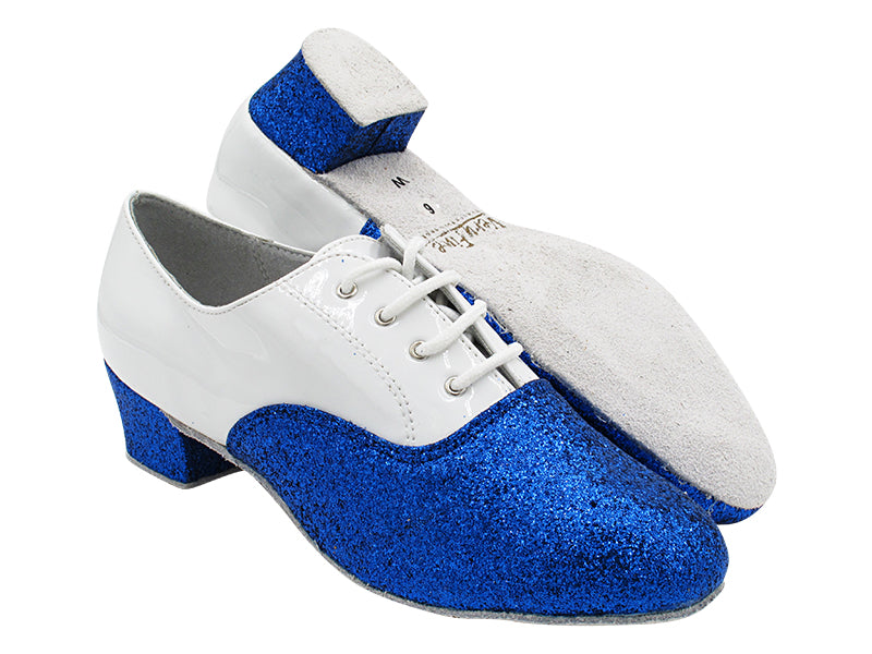 915108 234 Blue Stardust_F_H_White Patent_B with Men 1.5&quot; Latin Heel in the photo