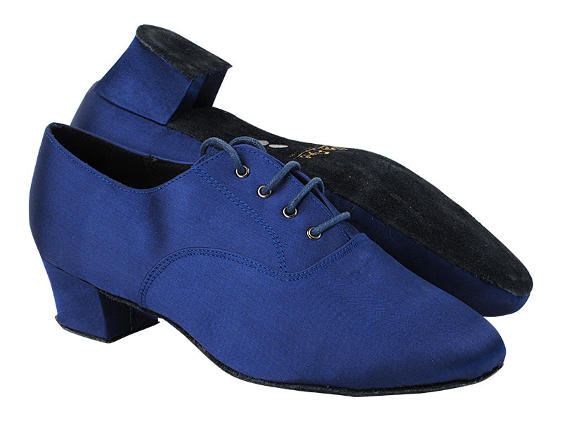 915108 301 Dark Blue Satin with 1.5&quot; Latin Heel in the photo