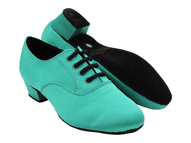 915108 302 Green Satin with Men 1.5&quot; Latin Heel in the photo