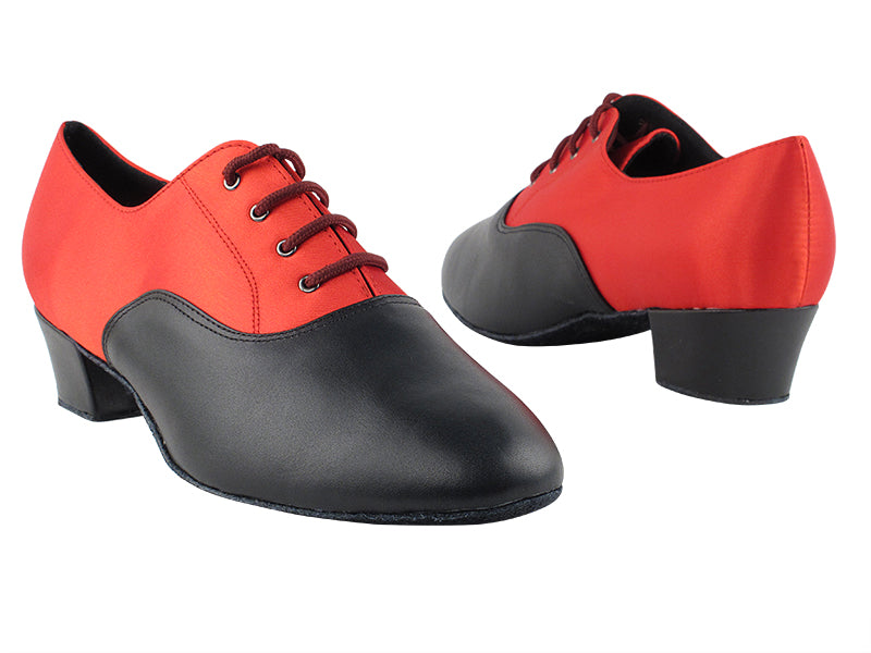 915108 Black Leathe_F_H_112 Red Satin_B with 1.5&quot; Latin Heel in the photo