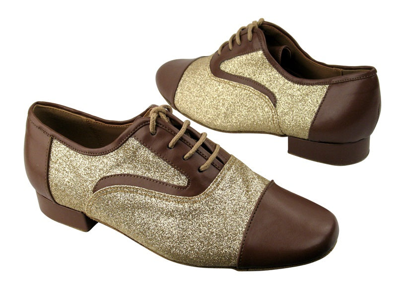 916102 133 Coffee Brown Leather F_B_125 Gold Stardust_M with 1&quot; Standard heel in the photo