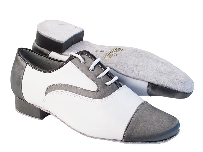 916102 263 Grey Satin_White Leather