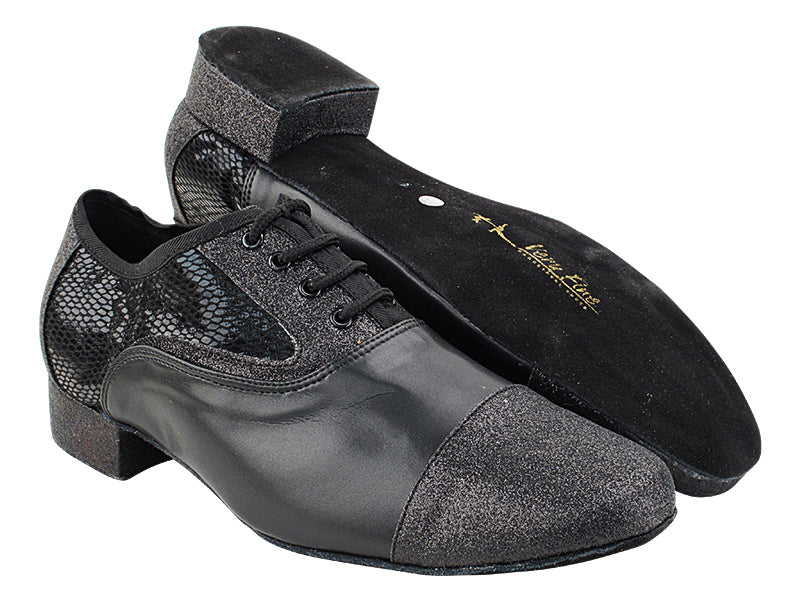 916102 3 Black Stardust_F_B_110 Snake Black_BS_Black Leather_M with Men 1&quot; Standard Heel (2002) in the photo