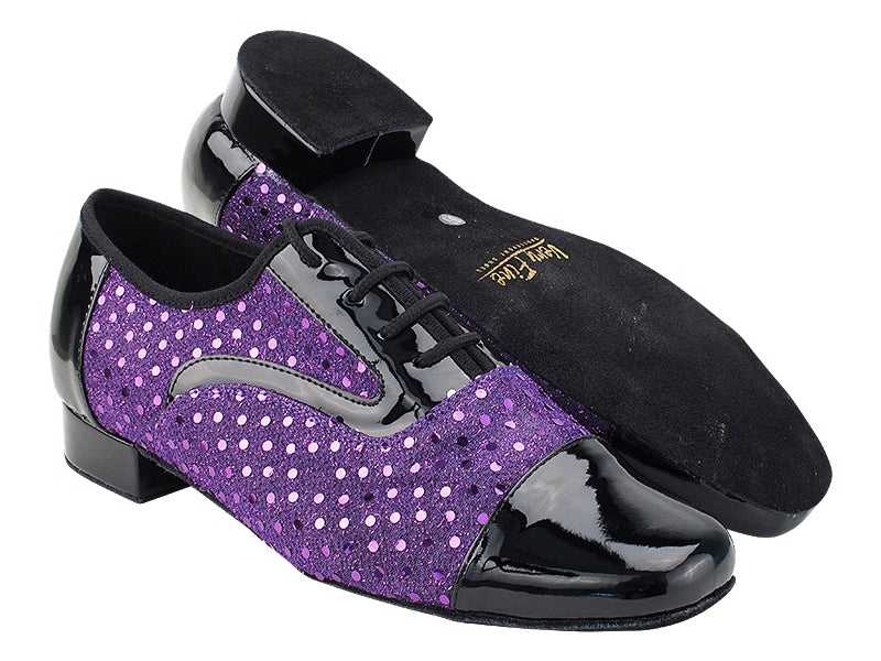 916102 58 Black Patent PU_F_B_237 Dark Purple Dots_M with Men 1&quot; Standard Heel (2002) in the photo