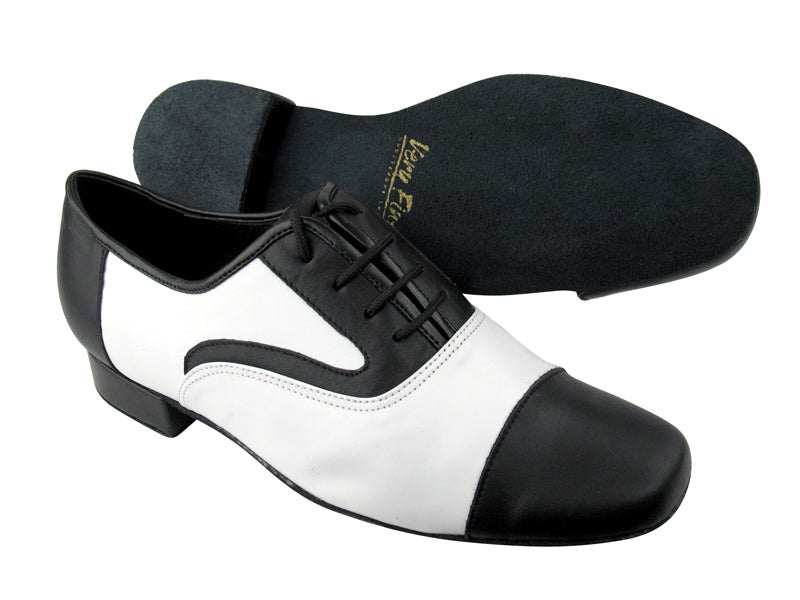 916102 Black Leather_White Leather with 1&quot; Standard heel in the photo