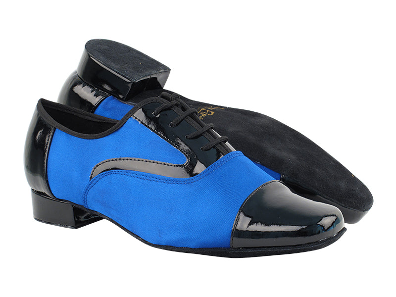 916102 Black Patent_247 Gem Blue Satin with 1&quot; Heel in the photo