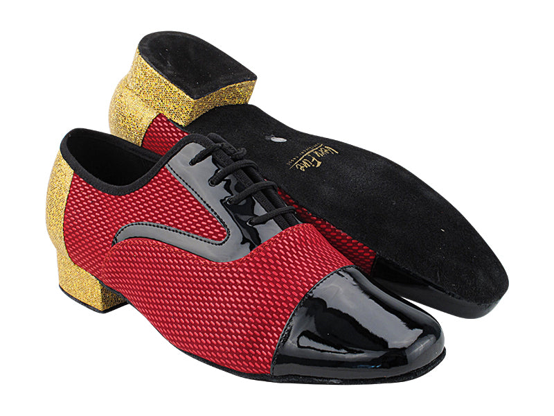 916102 Black Patent_F_325 Burgundy Velvet_M_173 Gold Scale_B_H  with Men 1&quot; Standard Heel (2002) in the photo