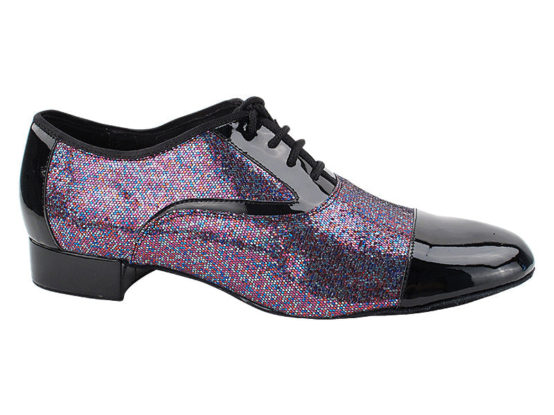 916102LEDSS Black Patent_F_B_H &amp; 14 Purple Illuson Scale_M with Men 1&quot; Standard Heel (2002) in the photo