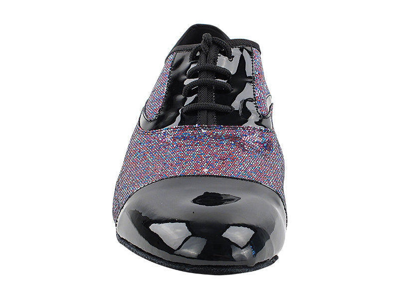 916102LEDSS Black Patent_F_B_H &amp; 14 Purple Illuson Scale_M with Men 1&quot; Standard Heel (2002) in the photo