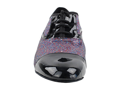916102LEDSS Black Patent_F_B_H &amp; 14 Purple Illuson Scale_M with Men 1&quot; Standard Heel (2002) in the photo
