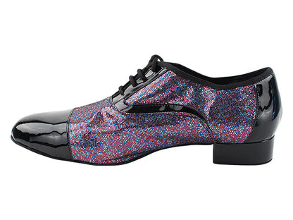 916102LEDSS Black Patent_F_B_H &amp; 14 Purple Illuson Scale_M with Men 1&quot; Standard Heel (2002) in the photo