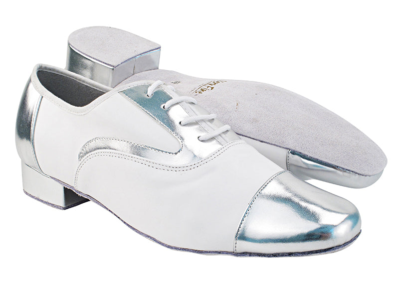 916102 Silver Leather_F_B_White Leather_M with Men 1&quot; Standard Heel (2002) in the photo