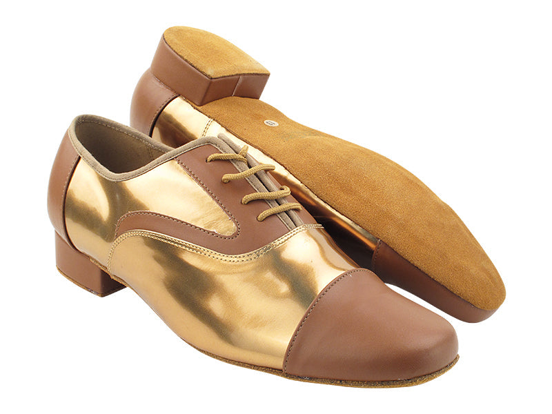 916102 133 Coffee Brown PU_F_B_116 Gold Patent PU_M with Men 1&quot; Standard Heel (2002) in the photo