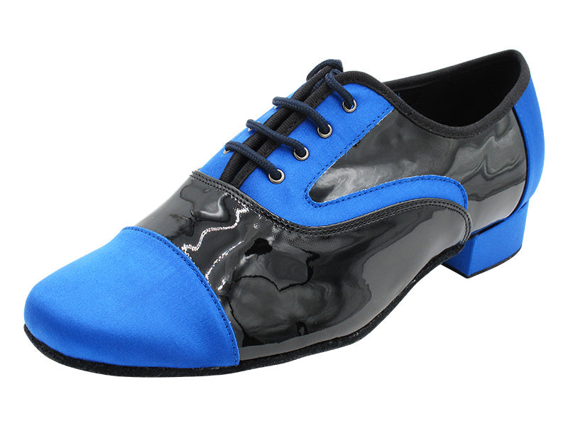 916102 247 Gem Blue Satin_F_B_Black Patent_M with 1&quot; Standard Heel in the photo