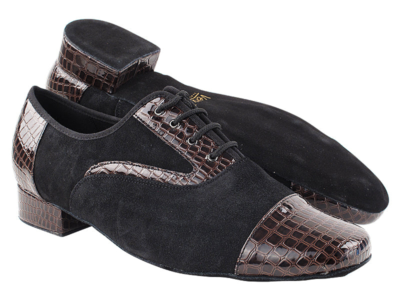 916102 262 Copper Croc Patent_F_B &amp; 244 Black Suede Leather_M with Men 1&quot; Standard Heel (2002) in the photo